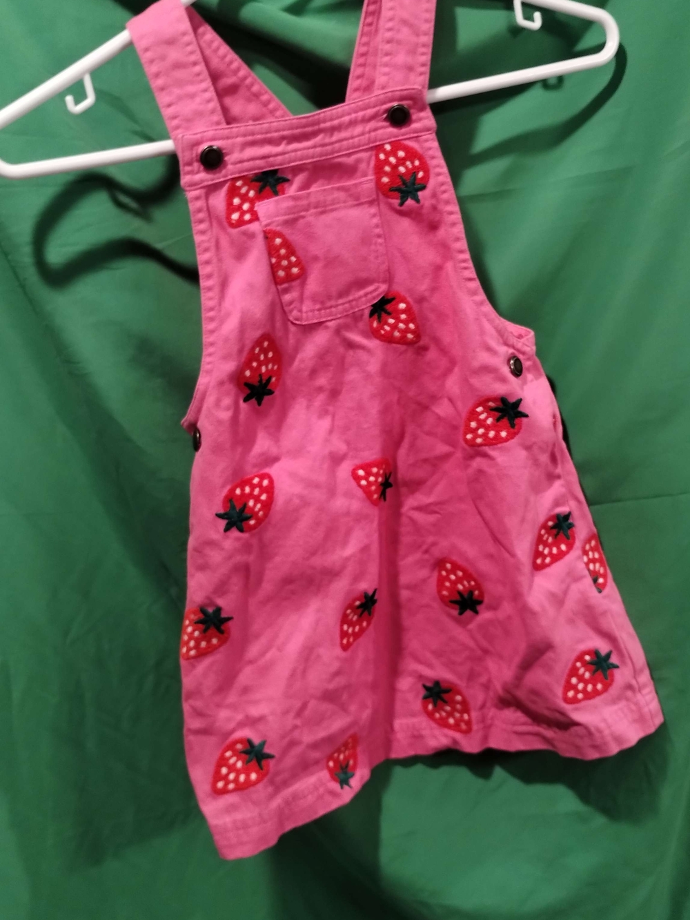 Isaac Mizrahi Pink Strawberry Overall Dress